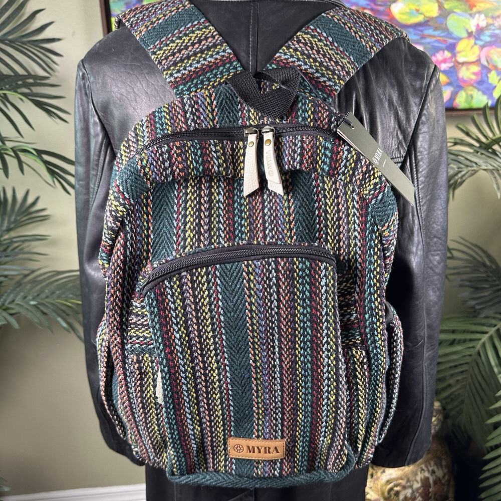 Myra Backpack NEW Wanderweave Fullsize Computer sleeve Forest Teal Boho Western